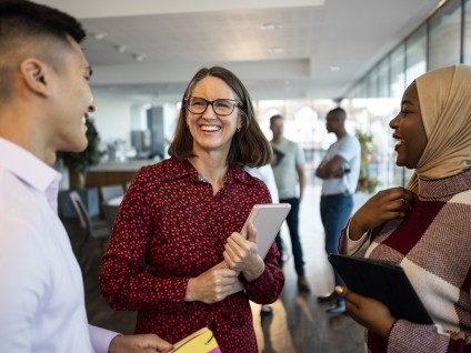 business people smiling