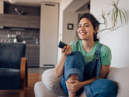 woman watching tv