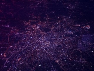 purple abstract city lights night