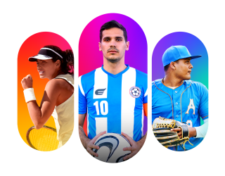 Three Ovals with different sports players in each one